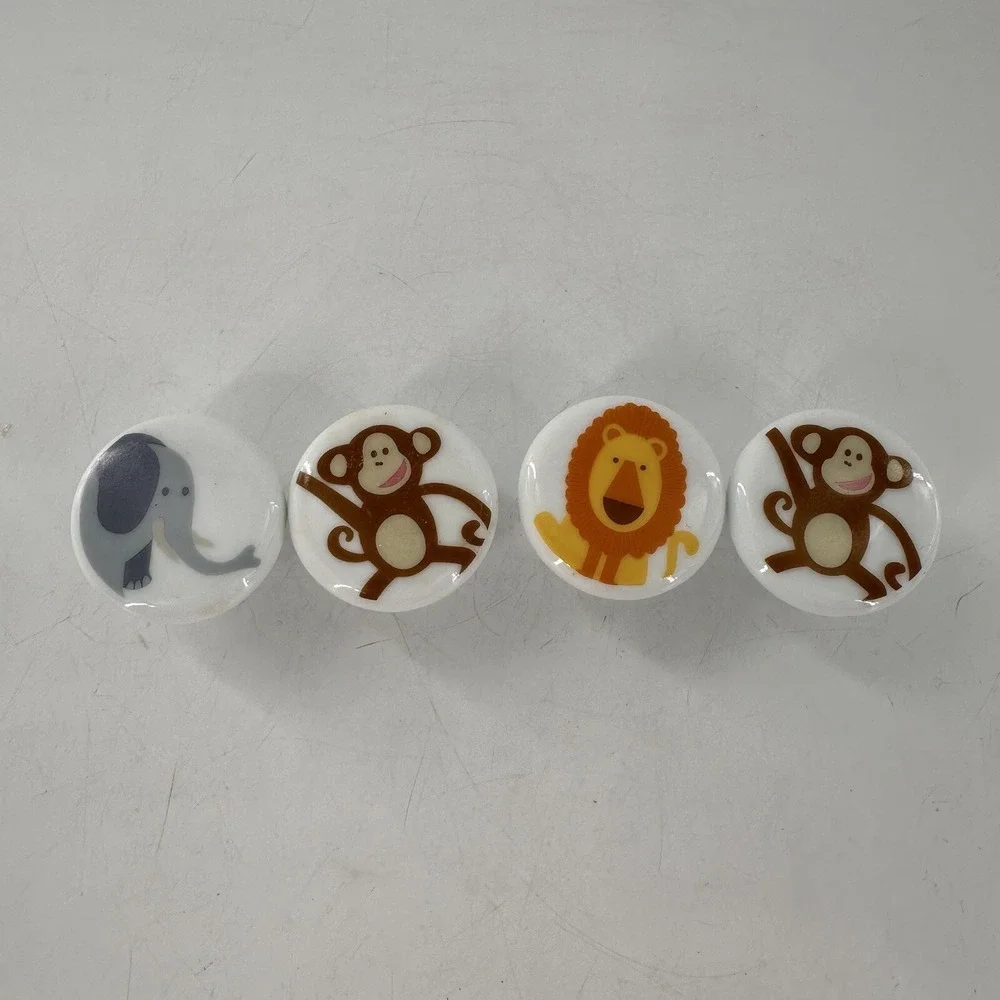 4 Vtg‎ Drawer Knobs Baby Jungle Animals Cabinet Handle Pull Cupboard Hardware